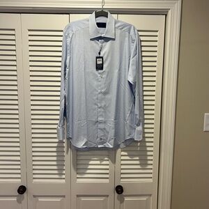 David Donahue Light Blue Checkered Men's Shirt
